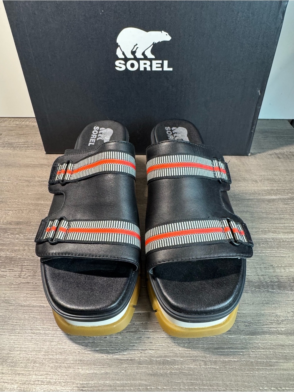 Sorel Joanie III Slide Platform Sandals with Red Stripe Sz 8/EU39 - Picture 6 of 12